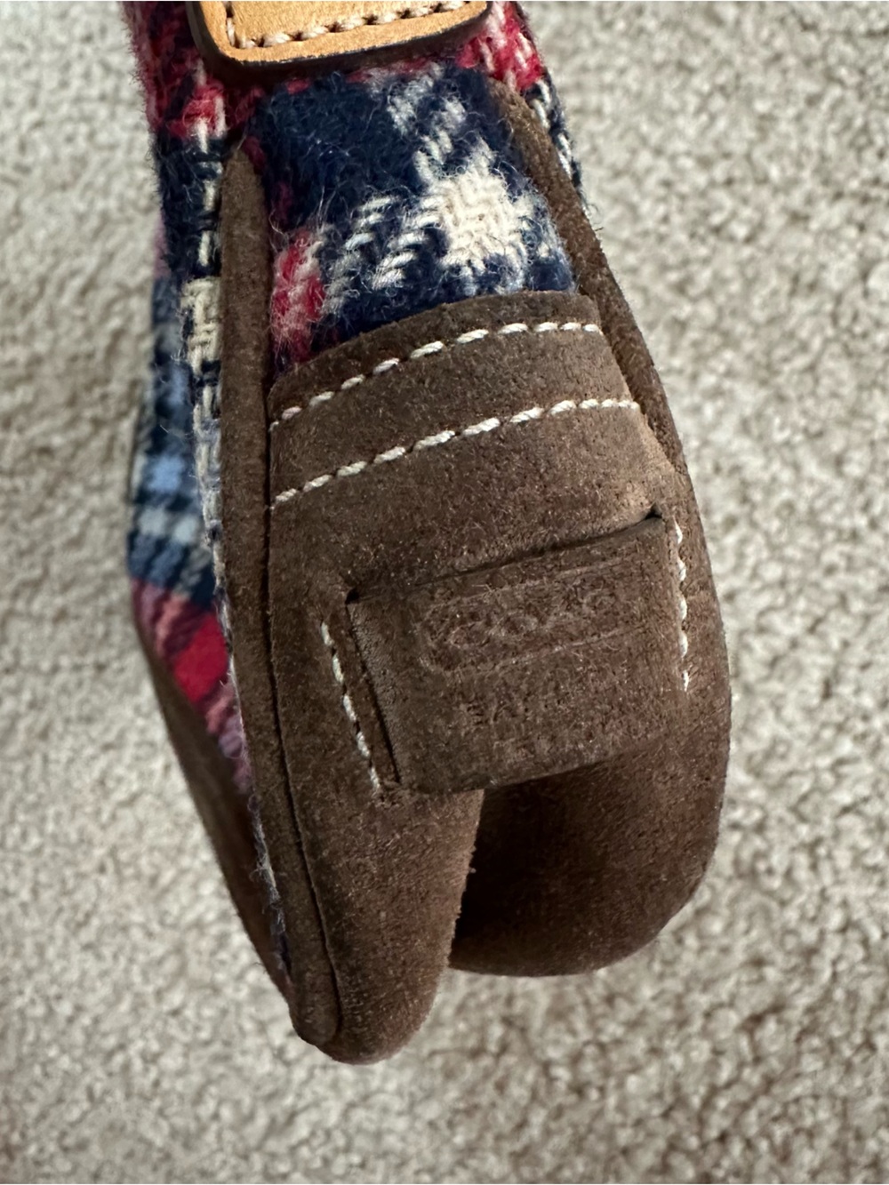 COACH Soho Plaid Wool Mini Shoulder Bag Y2K Red Check Suede Leather Rare ๐โค๏ธ๐ค - Picture 8 of 12